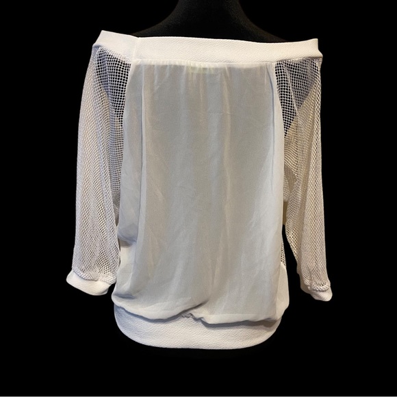 NWOT Beware! White Mesh Net Sheer Top Women’s Size Large - Picture 13 of 16